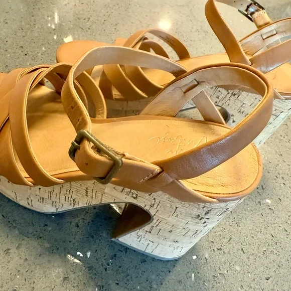 Crown Vintage Tan Cork Wedge Sandals - Picture 3 of 5